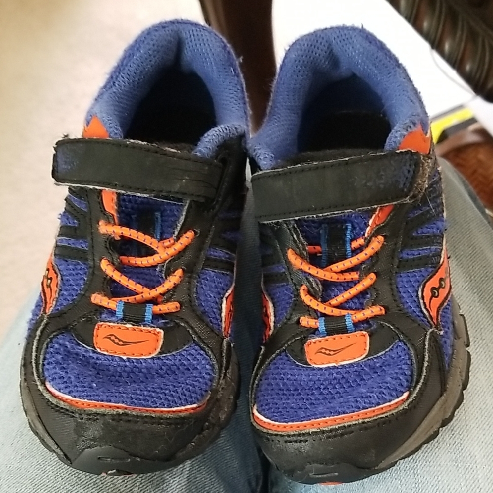 Saucony Kids' Blue and Orange Sneakers Size 10.5